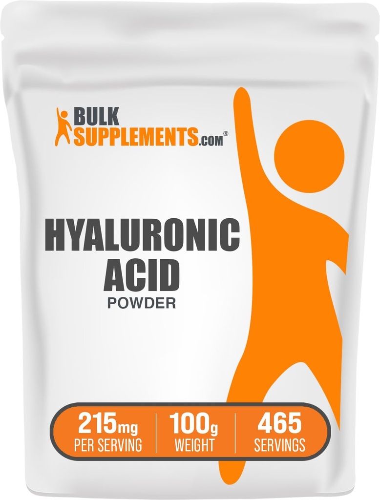 BulkSupplementcom Hyalurono rūgšties milteliai - kaip natrio hialuronatas, hialurono rūgšties papildai - Maisto kokybė, Gluten Free - 215mg per Serving, 100g (3,5 oz) (pakuotė 1)
