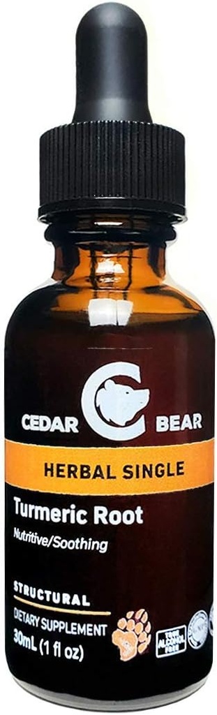 Cedar Bear Termerio šaknis (Curcuma Longa) Skystų žolelių priedas, kuris palaiko sveiką ląstelių aktyvumą, ir stimuliuoja imuninę funkciją 1 Fl Oz