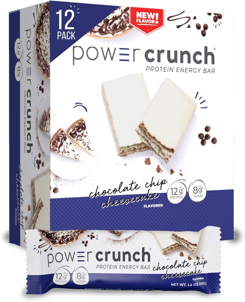 Power Crunch proteino vaflių barai, aukštos baltymų užkandžiai su skaniu skoniu, Šokoladiniai saldainiai, 1.4 Ounce (12 skaičius)