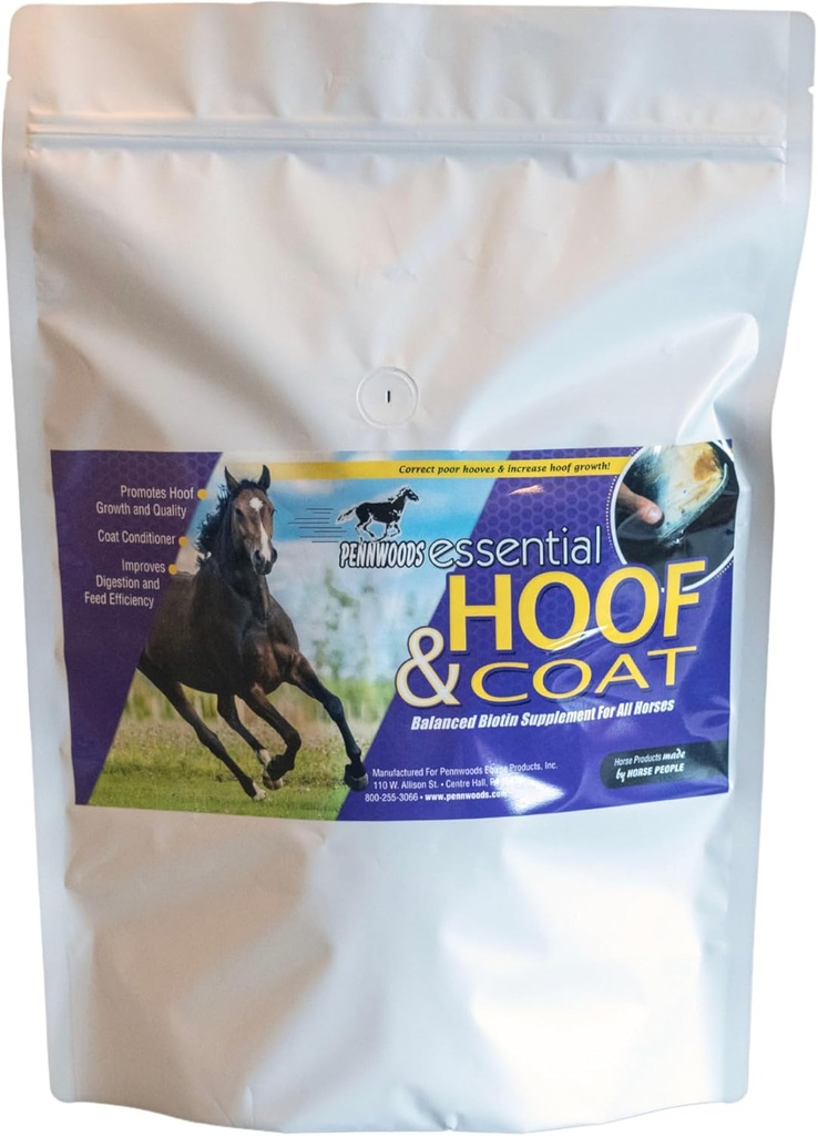 Pennwood Eterinis Hoof & Coat - Arklių priedas su biotinu optimaliam arklių Hoof Growth, Sveikos Coat & Nutritional Balance, 4lb Bag