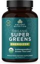 Ancient Nutrition Supergreens Energizer Tablets, Organic Superfood Tablets with Caffeine, Made from Real Fruits, Vegetables and Herbs, for Digestive and Energy Support, 90 Count