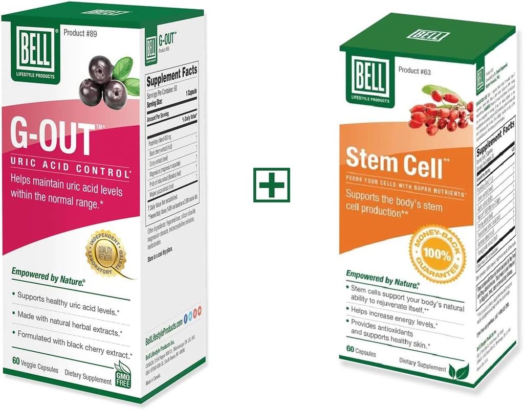 Bell Bundle - Stem Cell papildai & G- Out šlapimo rūgšties valiklis - 25 Metų Aplink pasaulį, Parduotas tiesiogiai Gamintojas