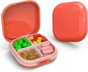 Kasdien pilys organizatorius 4 departamentai, Mažos pilys dėžutė Portable Travel Pill Case, mini pilys konteineris išvalytoje kišenėje, kompaktiškas kelionės medicinos organizatorius vitaminas, Menkės kepenų aliejus, papildymas (Rausva)
