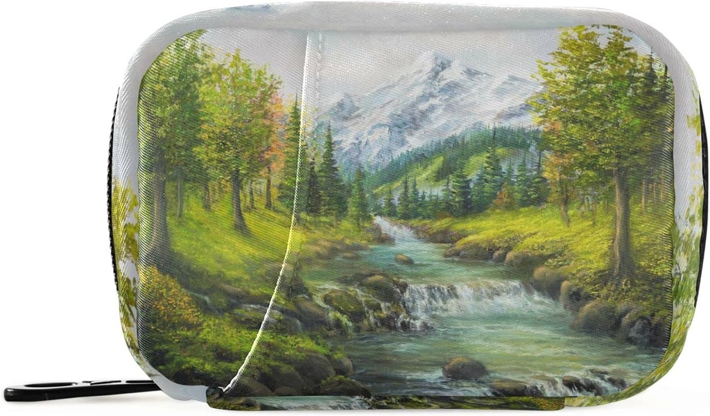 Oil Painting Spring Forest Pil Box 7 Dienos pil Cag Travel Pil Organizatorius Maišelis su Zipper Portable Case Compact Dydis Vitaminas papildas Turėtojas