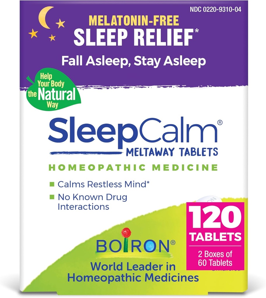 Boiron SleepCalm Miego Pagalba giliai, atsipalaiduoti, Restora naktinis miegas - Melatoninas nemokamai ir ne buveinė- Formavimas - 60 Skaičiavimas (Pack of 2)