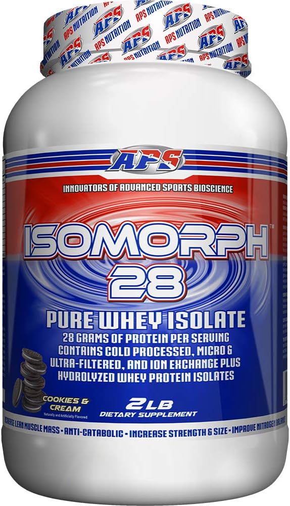 APS Nutrition IzoMorph 28 proteino milteliai ® 124; Grynas išrūgų izoliatas ® 124; šaltas spaudžiamas, ultrafiltruotas, & Jonų birža Izoliatai ® 124; 28g proteinas ® 124; 2 piliulės (sausainiai ir kremas)