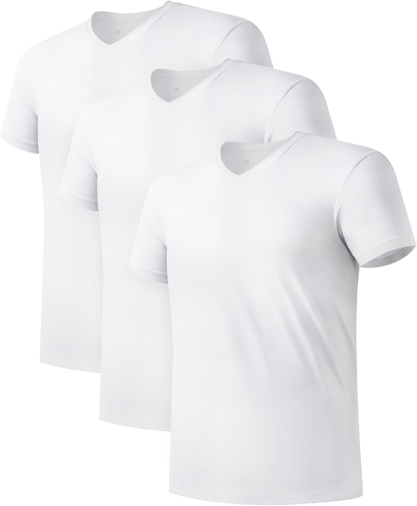 DAVID ARCHY vyrų apatiniai marškiniai Micro Modal Ultra Minkštas T- Shirts Stretch Moisture- Wicking Crewneck / V- Kack Tees vyrams, 3 - Pack