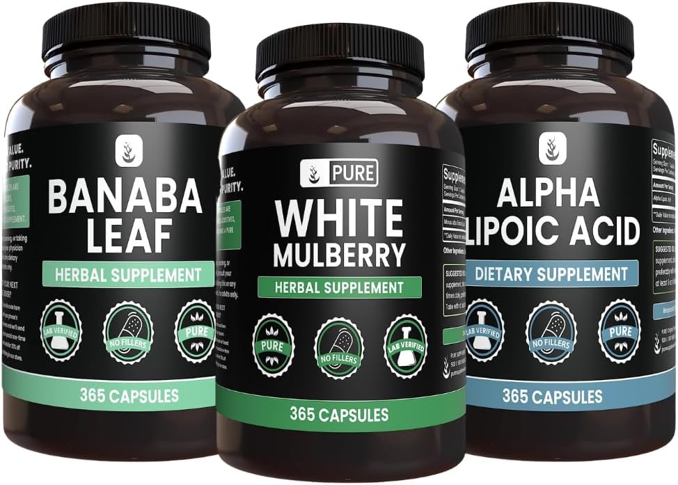 PURE ORIGINAL INGREDIENTS White Mulberry, Alpha Lipoic Acid, Banaba Castle Bundle (365 Capsules), Grynas & Nepraskiestas, Lab Patikrinta