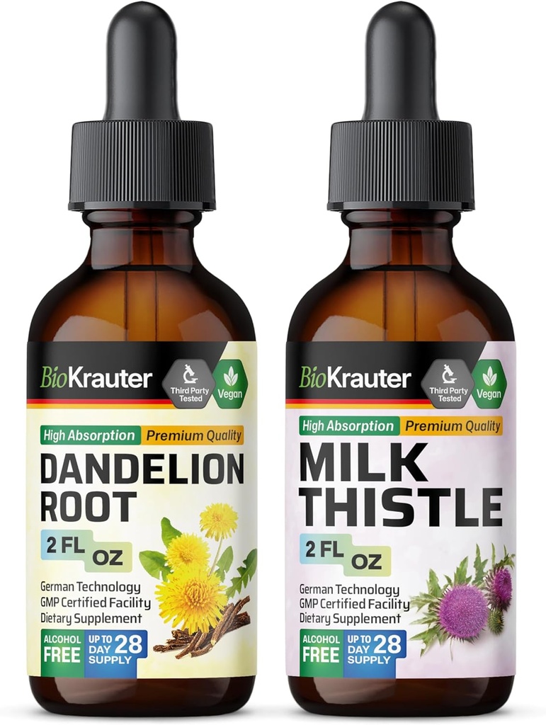 BIO KRAUTER Dundelion Tincture 2 Fl. Oz. & Milk Tistle Tincture 2 Fl. Oz.
