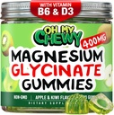 Centralizuotas magnio glicinato gummies 400MG - didelė absorbcija vaikams, paaugliams ir suaugusiems - Miego papildas, ramybė ir raumenų atsipalaidavimas su B6 & D3 - Gluten Free & Vegan Friendly - 120 Count
