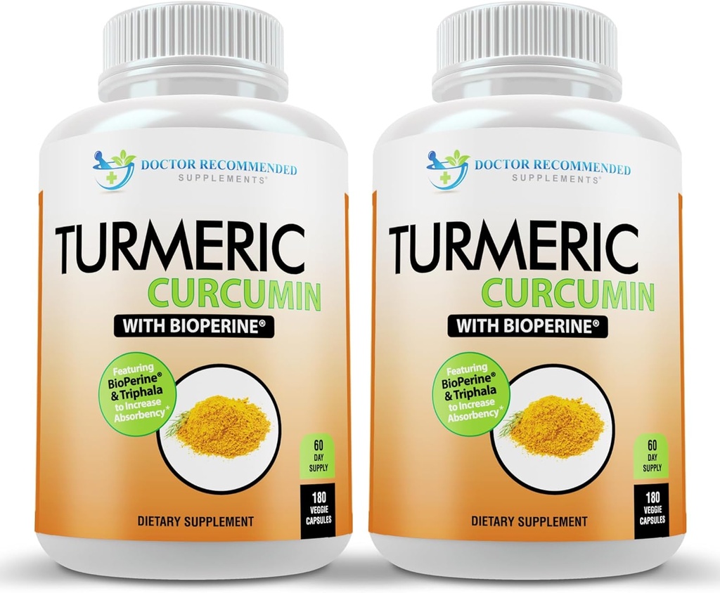 Turmeric Curcumin Supplement - 2250mg/d - Veggie Caps - 95% Curcuminoids with Black Pepper Extract (Bioperine) - 750mg Capsules - 100% Organic - Most Powerful Turmeric (Pack of 2)