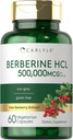 Carlyle Berberine HCL Priedas, 124; 500,000µg, ® 124; 60 kapsulių, ® 124; Vegetarian, Non- GMO, Gluten Free