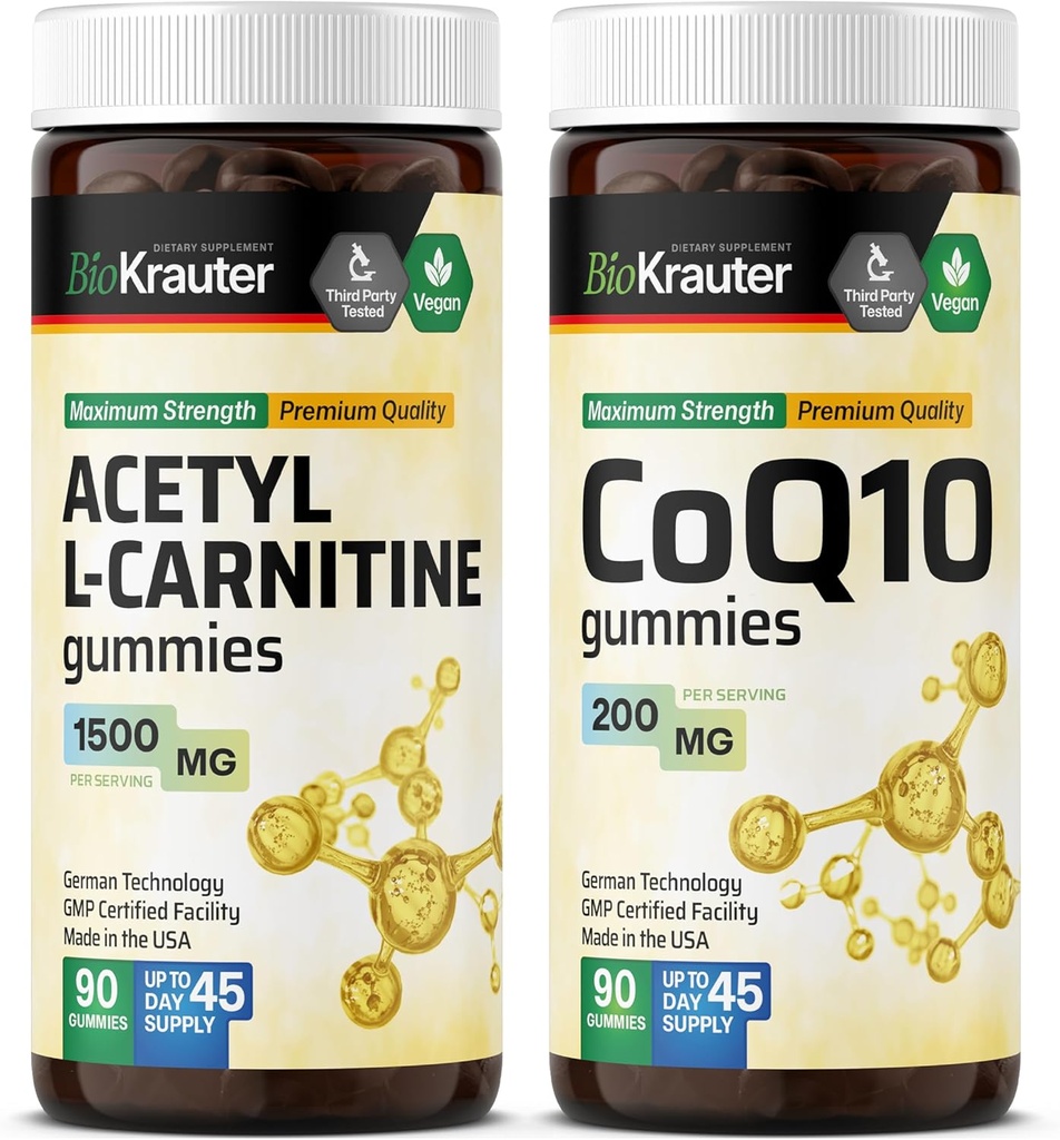 BIO KRAUTER acetil L-karnitinas 90 Gummies & CoQ10 90 Gummies