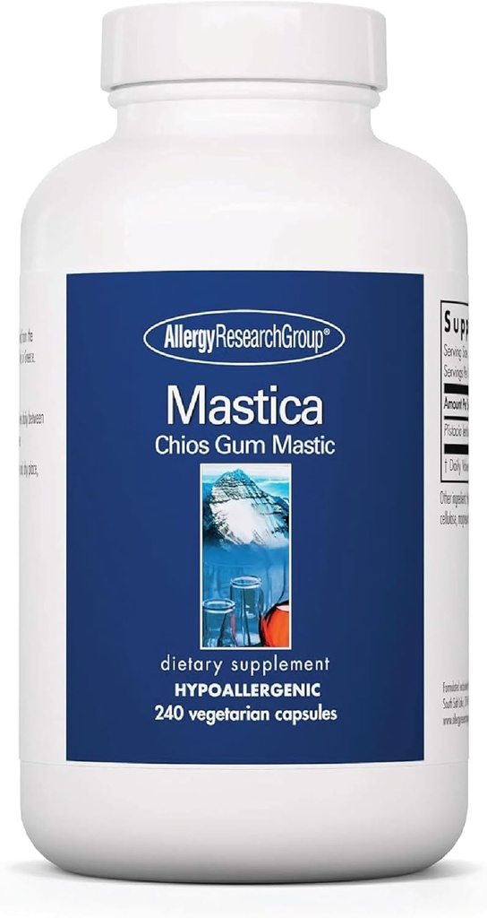 Alergijos mokslinių tyrimų grupė Mastica - Mastic Gum Capsules, Digistive Health Addition for Suaugusiesiems, Mastic Resin Mill Capsules for gut Health Support - 240 Count