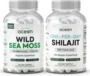 Organics Ocean Wild Sea Capsules and One- Per- Day Shilajit for Men and Women - 100% Irish Sea Moss and Pure Shilajit Capsules - Skydliaukės parama moterims ir vyrams