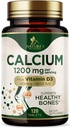 Kalcis 1200 mg su vitaminu D3 - Kaulų sveikatos papildas, Vitaminas D & Kalcio papildai moterims & vyrams - Kaulų stiprumas, Teeth & Immune Parama, Nature 's Calcium Pills, Butelis JAV - 120 tablečių