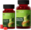 Apple Cider Actas Gummies B12 Multivitaminas, ACV priedas Gummy vitaminai, Vegetariškas priedas moterims ir vyrams, ne GMO, parama Normalus energijos lygis & Gut Health 60 Gummies (90)