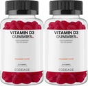 Vitaminas D3 Gummy Vitaminai, Vitaminas D3 5000 TV Gummies Cholecalciferolis 125 µg, Minkštas Pectin- Based, Gyvūnų želatinos nemokamai Gummy, Gummies Vitaminai, Skanūs braškių, Non- GMO - 2-pakuotė