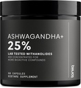 Ashwagandha - Ultra High Power 40: 1 Ekstraktas su 25% Widanolides - Laukiniai užauginti Indijoje - Labai koncentruotas & Third- Party Lab Tested - 60 kapsulių