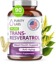Grynumas Labs Pure Organic Trans Resveratrol Addition with Quercetin, Vegan Antioksidant Nutritional Additions for Heart, Oda, Plaukų, Vabzdžiai ® 124; Sourced from Japanese Knotweed ® 124; 90 Capsules