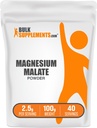 BulkSupplemen.com Magnio malato milteliai - Magnio papildai, High Bioavailablity - Unflavored & Gluten Free, 2,5 g per Serving, 100g (3,5 oz) (pakuotė 1)