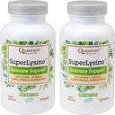 Quantum Health SuperLysine + Advanced Formulės imuninės paramos priedas Lizinas 1500 mg, Vitaminas C Echinacea Licorice Bee Propolis & Odorless Česnakai - 180 tablečių (2 tablečių pakuotė)