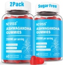 Ashwagandha Gummies, Magnis Glycinate Gummies 2000mg suaugusiems, Vitaminas B6, Cinkas, Rhodiola Rosea, Lemon Balm, Atpalaidavimo parama, Natūralus Zzz, Smegenys, Raumenys, Stamina, Energetika, Cukrus Nemokamas