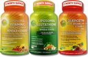 Pilnas planetinis antioksidantas ir imuninis palaikymas - Liposominis vitaminas C 1500 mg + liposominis glutationas 500 mg + kvecetinas su bromelainu, cinkas ir vitaminas C - Veganas, sustiprintos absorbcijos formulės