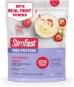 SlimFast High Protein Smoothie Mix Plus Fruit Powder, High Protein Meal Replacement Powder, Fiber, Vitamin C, 21 Servings, 1.29 Pounds, Strawberry Banana (Packaging May Vary)