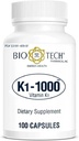 Biotechnologijos vaistinė medžiaga K1- 1000 (vitaminas K1) 100 kapsulių - 3 pakuotėje