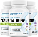 Puregen Labs Taurine 1000mg [Aukštas stiprumas] Iš viso 360 Veg Capsules ® 124; nėra kenksmingų priedų: