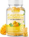 Kalcio magnio cinkas su vitaminu D3 papildas, Cukraus nemokamai kalcio gumikai moterims, High Absorption Cinko gummies Kaulų ir raumenų ir imuninės sveikatos, Vegan Mango Skonis - 60 Skaičius