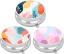 3 Pack Pill Box, Small Pill Case for Purse & Pocket, Cute Travel Medicine Organizatorius, Nešiojamasis Medicinos Konteineris Hold Vitaminai, Medikamentai, Žuvies aliejus ir papildai, Menas Stilius Pattern