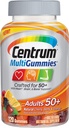 Centrum MultiGummies Suaugusieji (120 Count, Natural Cherry, Berry, Orange Schilor) Multivitaminas / Multimineralinis priedas Gummies, Vitaminai B12, D, E, Amžius 50 +