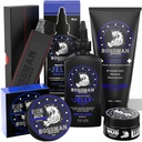 Bosman Complete Beard Kit - Vyrų barzdos aliejaus dželas, Fordening Dušas Kondicionierius, Balm, Mustache Wax & Comb - Barzdos minkštiklis & Grooming Priežiūra - Vyrų dovanų rinkinys (Royal Oud Scent)