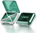 DAUBSTAR Kasdien pilių tvarkyklė, 4 skyriai Portable Travel Small Case, Pill Box Purse Pocket laikyti vitaminus, Menkės kepenų aliejus, papildai ir medikamentai (žalia)