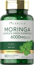 Carlyle Moringa Oleifera) 124; 180 kapsulių) 124; Non- GMO ir Gluten Free Addition) 124; Complete Green Superfood) 124; iš Moringa lapų miltelių