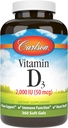 Carlson - Vitaminas D3, 2000 TV (50 µg), kaulų sveikata, raumenų sveikata, cholekalciferolis, vitamino D papildai, vitaminas D3 minkšti geliai, 360 Softgels