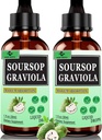 (2 pack) Organic Soursop Liquid Drops, 2000mg Soursop Graviola Leaf Extract for Immune, Digistive Support & Antioksidantas, Vegan Soursop Bitter Skysti moterims