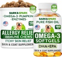 Alergija Relief + Omega 3 Bundle - Anti- Itch Skin & Coat Addition + Odos alergija - Omega 3 Fish Oil + EPA & DHA riebalų rūgštys - Itching & Paw Licking + Joint Health - 120 Chews + 180 Softgels - Pagaminta JAV