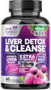 Švelnus kepenų Cleanse Detox & remonto formulė - Advanced kepenų paramos papildas su Silymarin Milk Thistle, Dandelion šaknis, Artichoke ekstraktas, Turmeric, Choline, & Beetroot - 60 Veggie Capsules