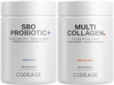Codeage Multi Collagen proteino kapsulės 5 Tipai, Ashwagandha Withania Somnifera & Organic Amla Berry + SBO Probiotic Blend 50 Billion KSV Bundle, Lactobacillus Plantarum, Bacillus Subtilis, Non-GMO