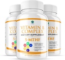 1 Kūno Vitaminas B kompleksas 3 Pack - Biologinis B vitaminai su 5-MTHF Folate, B1, B2, B5, B6, Metil B12, Niacinas & Biotinas - Ne GMO, Veganas, Pagaminta JAV