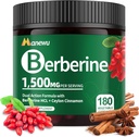 Organinis Berberino priedas - 180 Count Berberine su Ceilonas Cinnamon & Citrus Bergamot, Cinnamon papildai, Berberine 1500mg kompleksas, 3- mėnesį tiekimas