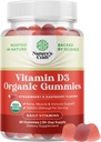 Organinis vitaminas D3 Gummies moterims ir vyrams - Vitaminas D Gummies 2000IU per Tarnybą kaulų sveikatai, Raumenys & Imuninė parama - Ne GMO papildas suaugusiems - Želatina & Gluten Free - 60 Gums