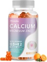 Kalcio magnio cinko gumikai su vitaminu D3 & K2 - didelio stiprumo sustiprinta absorbcija -60 Oranžinės gummies Flavored.
