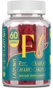 Biotinas Gummies Plaukų, odos ir nagų - Plaukų vitaminai vyrams ir moterims, 10,000µg Max stiprumo Vitaminas B7 Plaukų augimo ir stipresnės nagų, 60 Kačių - Spanguolių Falvor
