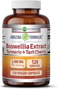 Nuostabios formulės Boswellia ekstraktas Turmeric ir Tart Cherry 2400mg Veggie Capsules (124; Non-GMO) 124; Gluten Free (124; Pagaminta Jungtinėse Amerikos Valstijose) 124; Idealiai tinka vegetarams (120)
