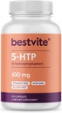 BESTVITE 5-HTP 100mg (120 Capsules) - No Stearates - No Flow Agents - Non GMO - Gluten Free