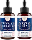 WINDSOR BOTANICALS Vitamin B12 Liquid and Liquid Collagen with Biotin - Energy and Wellness Bundle